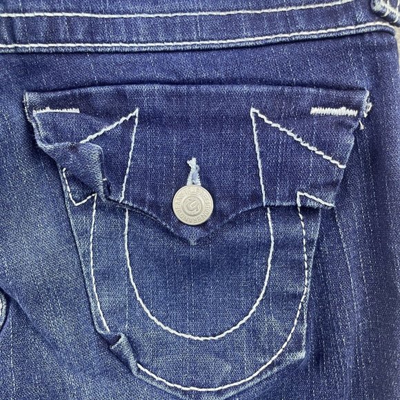 VTG True Religion Becky Low Rise Bootcut Jeans Women's Sz 27 Dark Wash Denim Y2K - Picture 7 of 16